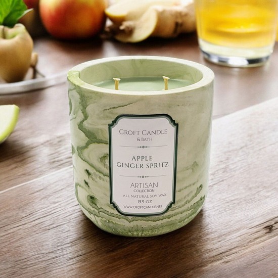 Apple Ginger Spritz - Double Wick Stone Vessel Apple Ginger Spritz - Double Wick Stone Vessel
