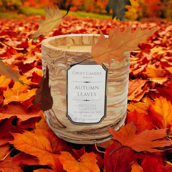 Autumn Leaves - Double Wick Stone Vessel Autumn Leaves - Double Wick Stone Vessel