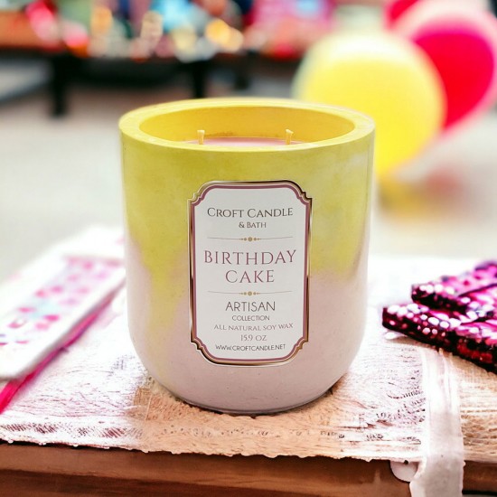 Birthday Cake - Double Wick Stone Vessel Birthday Cake - Double Wick Stone Vessel