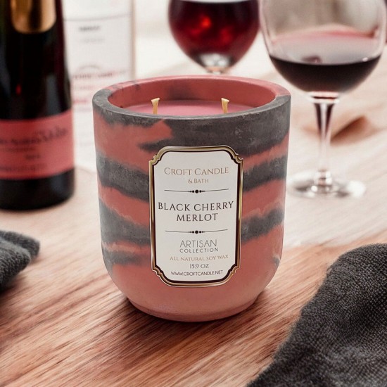Black Cherry Merlot - Double Wick Stone Vessel Black Cherry Merlot - Double Wick Stone Vessel