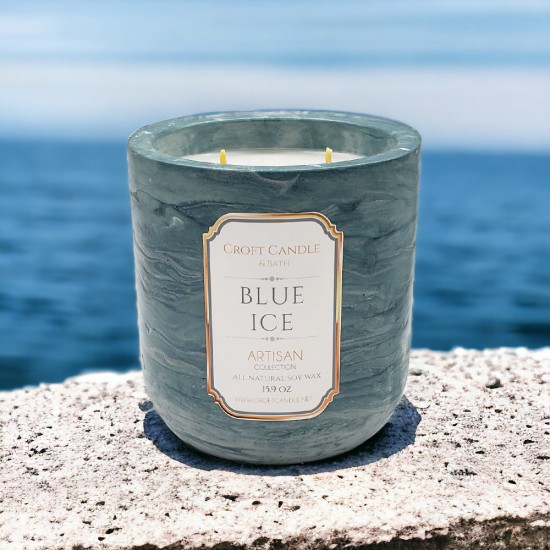 Blue Ice - Double Wick Stone Vessel Blue Ice - Double Wick Stone Vessel