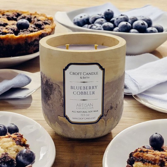 Blueberry Cobbler - Double Wick Stone Vessel Blueberry Cobbler - Double Wick Stone Vessel