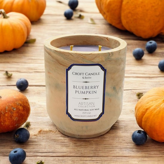 Blueberry Pumpkin - Double Wick Stone Vessel Blueberry Pumpkin - Double Wick Stone Vessel