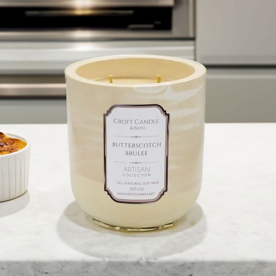 Butterscotch Brulee- Double Wick Stone Vessel Butterscotch Brulee- Double Wick Stone Vessel