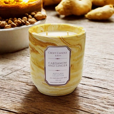 Cadamom And Ginger - Double Wick Stone Vessel Cadamom And Ginger - Double Wick Stone Vessel