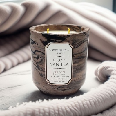 Cozy Vanilla - Double Wick Stone Vessel