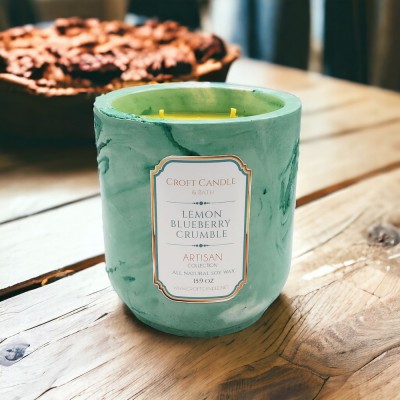 Lemon Blueberry Crumble - Double Wick Stone Vessel Lemon Blueberry Crumble - Double Wick Stone Vessel