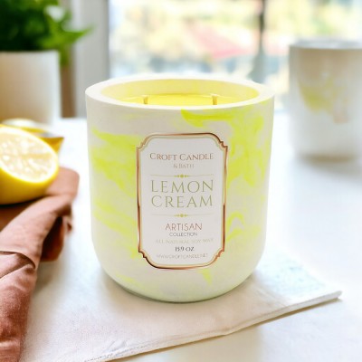 Lemon Cream - Double Wick Stone Vessel Lemon Cream - Double Wick Stone Vessel
