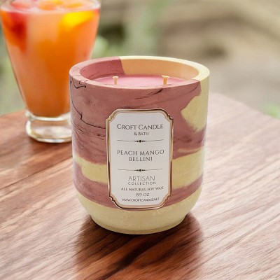 Peach Mango Bellini- Double Wick Stone Vessel Peach Mango Bellini- Double Wick Stone Vessel