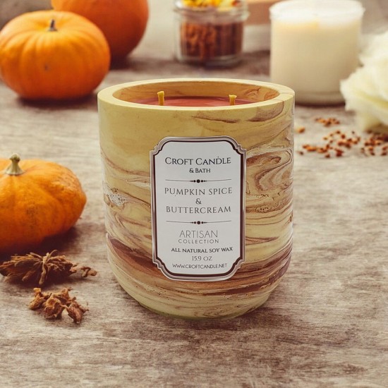 Pumpkin Spice Buttercream - Double Wick Stone Vessel Pumpkin Spice Buttercream - Double Wick Stone Vessel