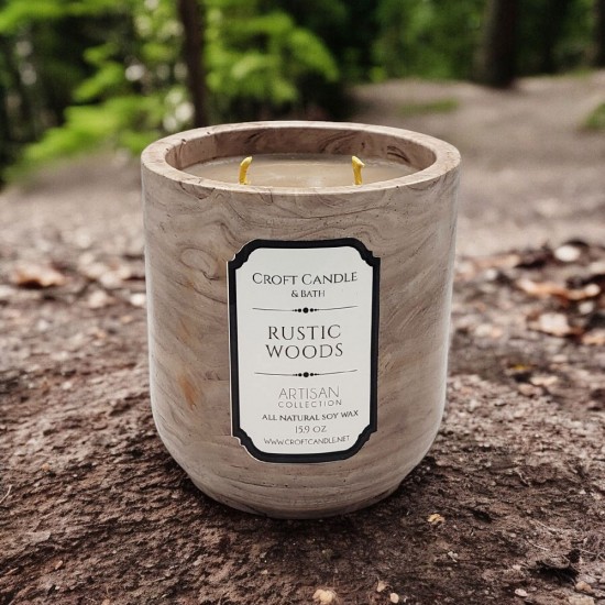 Rustic Woods - Double Wick Stone Vessel Rustic Woods - Double Wick Stone Vessel