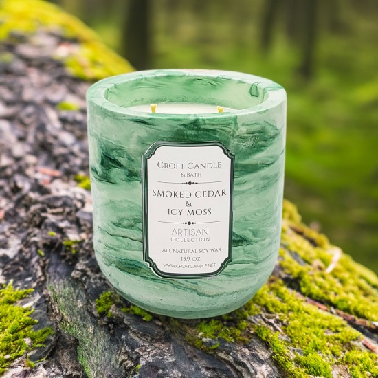 Smoked Cedar & Icy Moss - Double Wick Stone Vessel Smoked Cedar & Icy Moss - Double Wick Stone Vessel