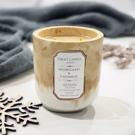 Snowflakes & Cashmere - Double Wick Stone Vessel Snowflakes & Cashmere - Double Wick Stone Vessel