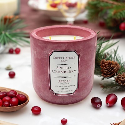 Spiced Cranberry - Double Wick Stone Vessel Spiced Cranberry - Double Wick Stone Vessel