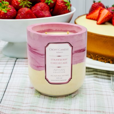 Strawberry Cheesecake - Double Wick Stone Vessel Strawberry Cheesecake - Double Wick Stone Vessel