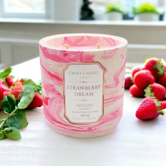 Strawberry Dream - Double Wick Stone Vessel Strawberry Dream - Double Wick Stone Vessel