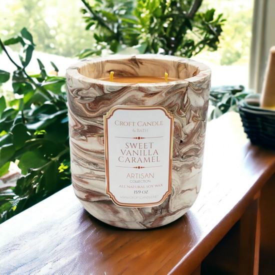 Sweet Vanilla Caramel - Double Wick Stone Vessel Sweet Vanilla Caramel - Double Wick Stone Vessel