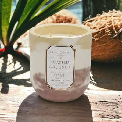 Toasted Coconut- Double Wick Stone Vessel Toasted Coconut- Double Wick Stone Vessel