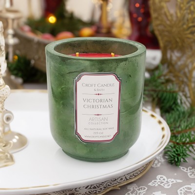 Victorian Christmas - Double Wick Stone Vessel Victorian Christmas - Double Wick Stone Vessel