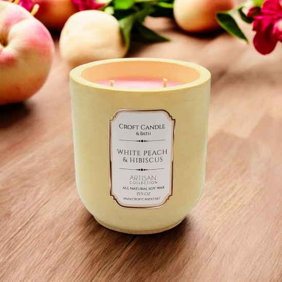 White Peach & Hibiscus - Double Wick Stone Vessel