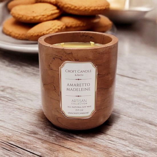 Amaretto Madeleine - Double Wick Stone Vessel Amaretto Madeleine - Double Wick Stone Vessel