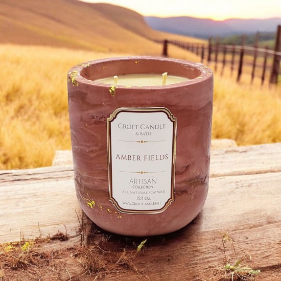 Amber Fields - Double Wick Stone Vessel Amber Fields - Double Wick Stone Vessel