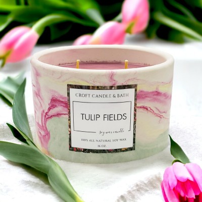 Tulip Fields Artisan Stone Candle Tulip Fields Artisan Stone Candle