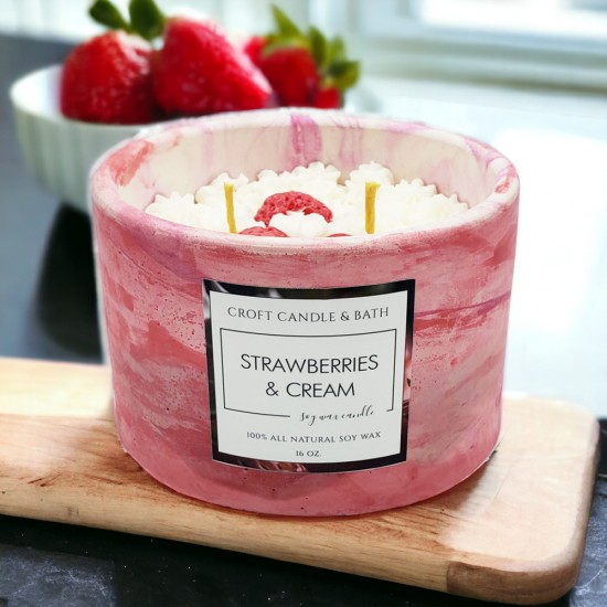 Strawberries and Cream Artisan Stone Candle Strawberries and Cream Artisan Stone Candle