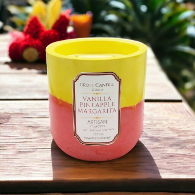 Vanilla Pineapple Margarita - Double Wick Stone Vessel Vanilla Pineapple Margarita - Double Wick Stone Vessel