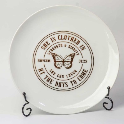 Crof Faith Plate with Stand -Proverbs 31:25