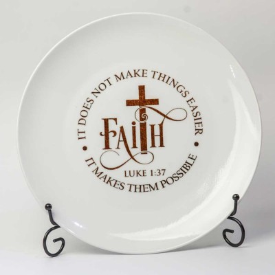Croft Faith Plate with Stand - Faith Luke 1:37