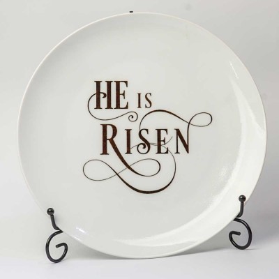 Croft Faith Plate with Stand - He is Risen Matthew 28:6